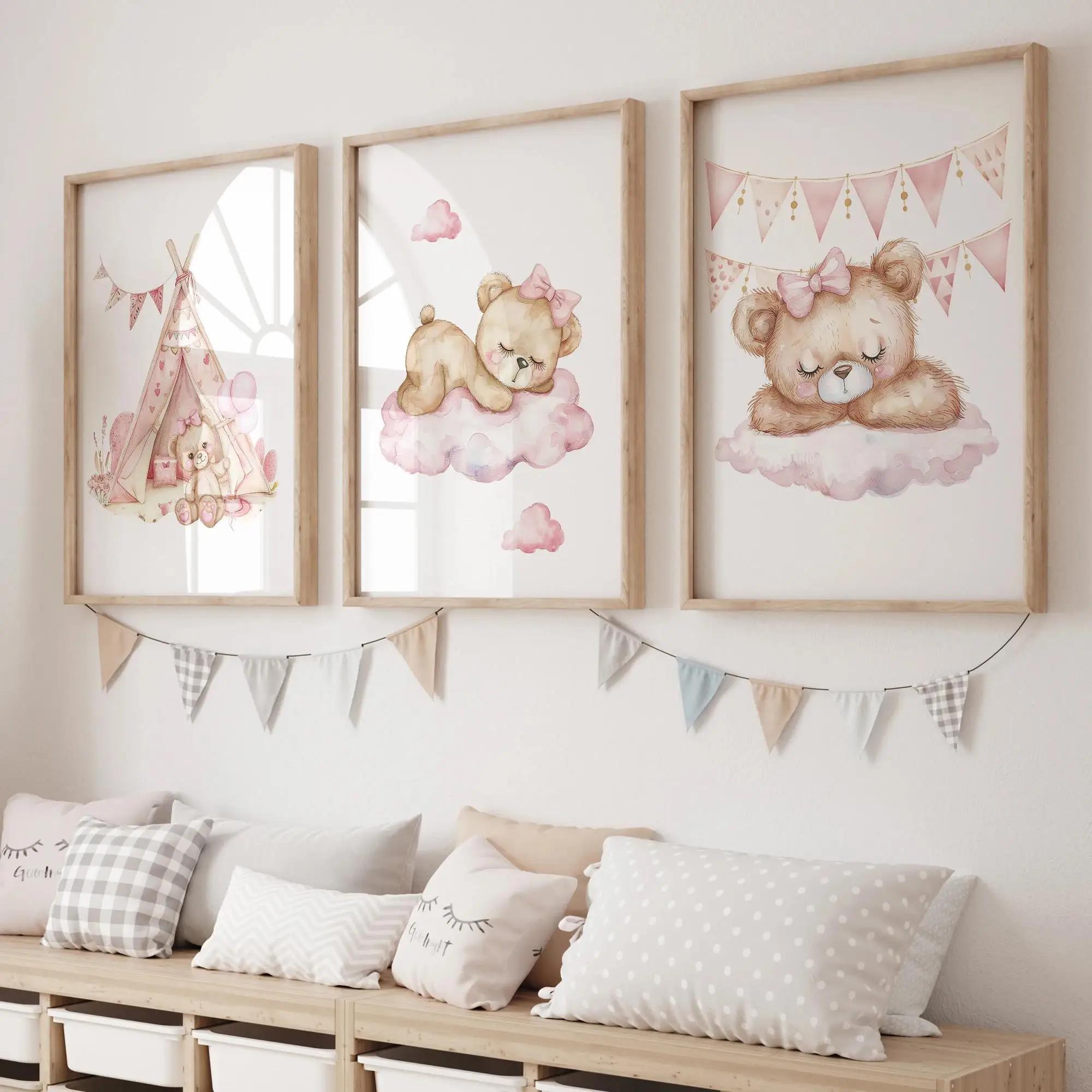 Interior Design Room - Carrousel ours de rêve rose, tente,