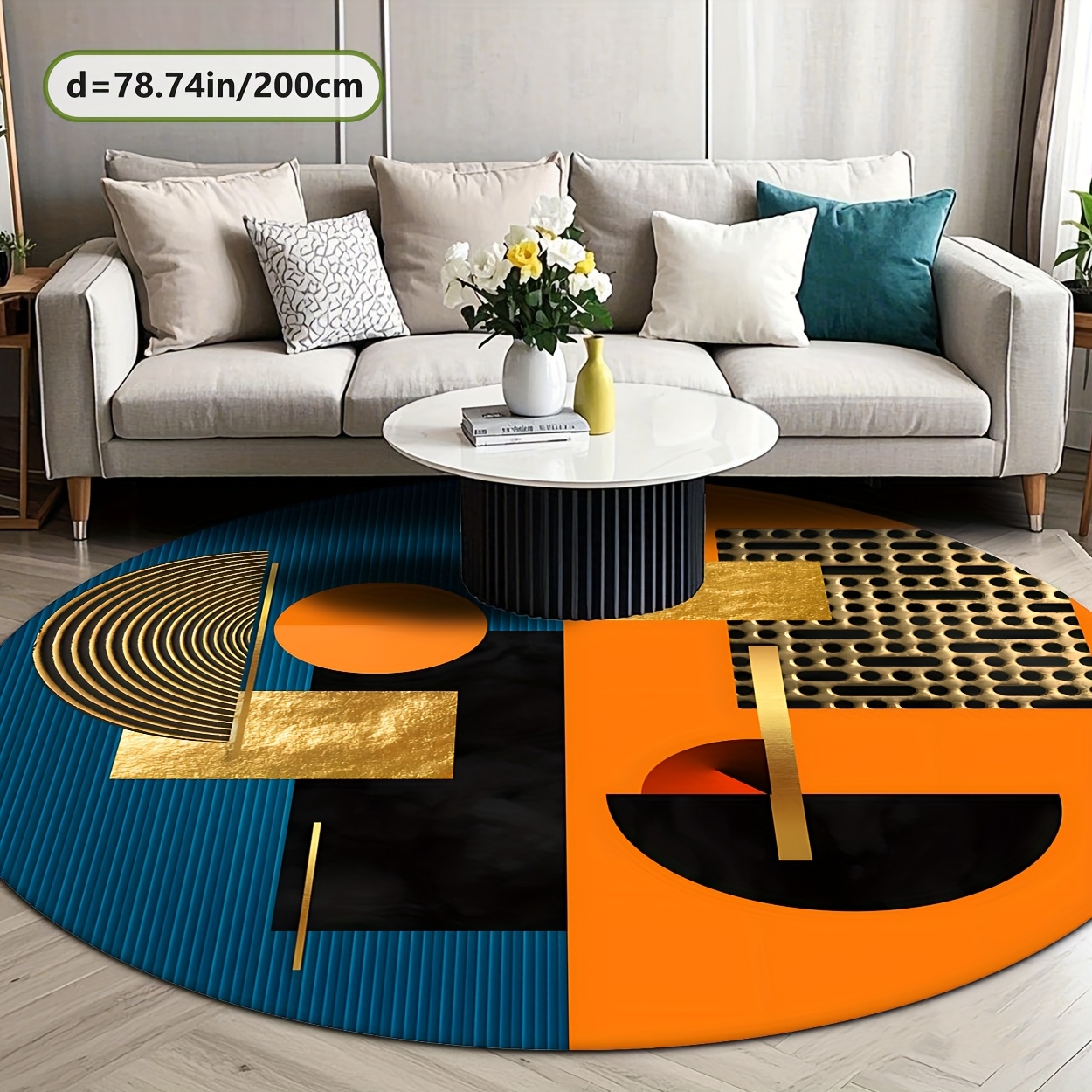 Tapis rond abstrait géométriqu - Interior Design Gold avis et prix
