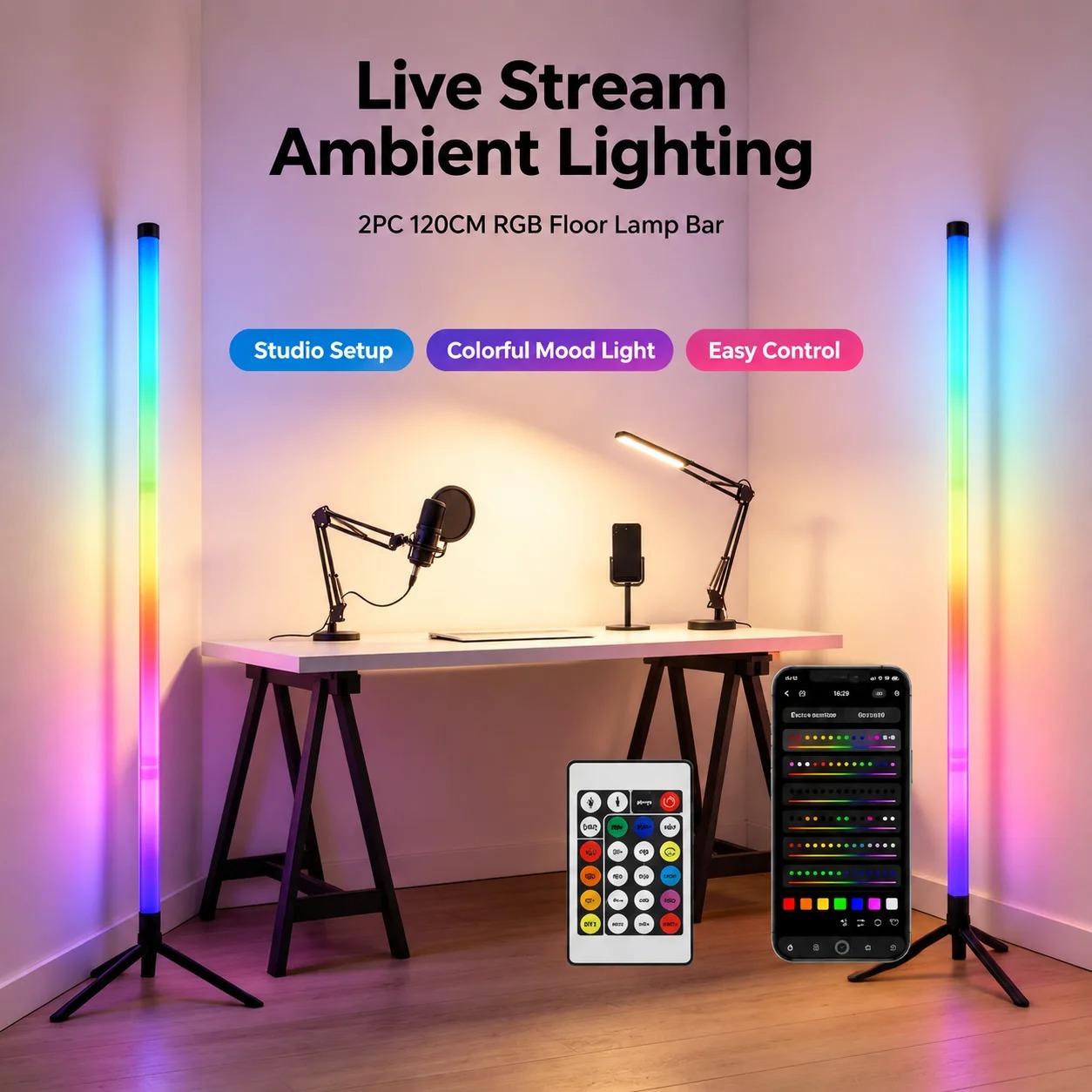 Lot de 2 lampes de sol RGB de  - Interior Design Room avis et prix